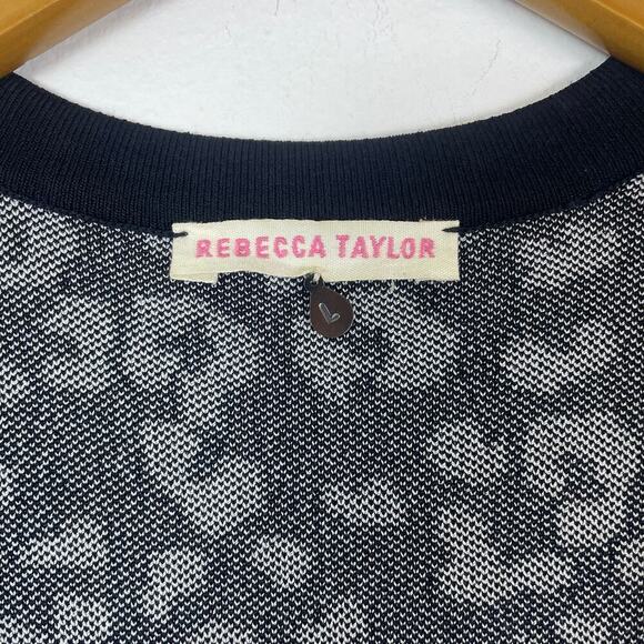 Rebecca Taylor A-Line Fit and Flare animal print black and white size large midi - Picture 3 of 12
